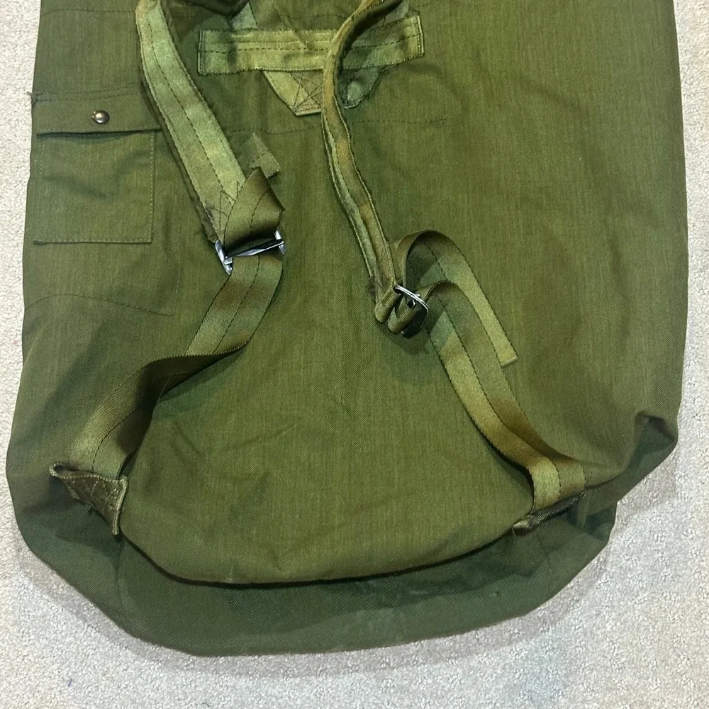 Vintage‎ US Military Duffle Bag Olive Drab Canvas Sea Bag Backpack Large USGI